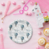 水彩風船ホワイト//キッド誕生日 ペーパープレート (パーティー)