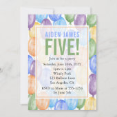 水彩風船ボーイ誕生日 招待状 (正面)