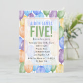 水彩風船ボーイ誕生日 招待状 (スタンド正面)