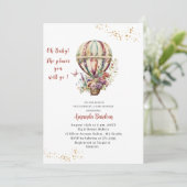 水彩風船ラスティーフラワー ベイビーシャワー 招待状 (スタンド正面)