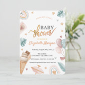 水彩風船レインボーアイスクリームベビーシャワー 招待状 (スタンド正面)