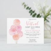 水彩風船仮想ベビーシャワー招待状 招待状 (スタンド正面)