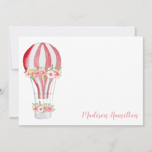 水彩風船個人名入れ便箋 ノートカード (正面)