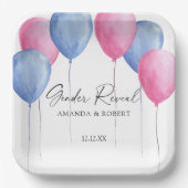 水彩風船性別の表示 ペーパープレート (正面)