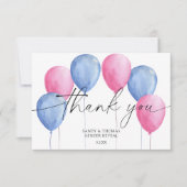 水彩風船性別を明らかにしてくれてありがとう サンキューカード (正面)
