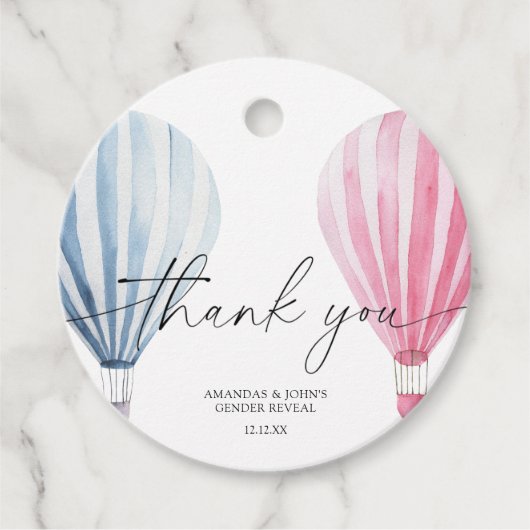 水彩風船性別を明らかにしてくれてありがとう フェイバータグ (正面)