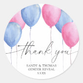 水彩風船性別を明らかにしてくれてありがとう ラウンドシール (正面)