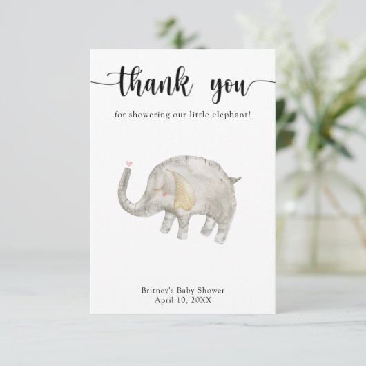 水彩風船感謝してい象 サンキューカード (スタンド正面)