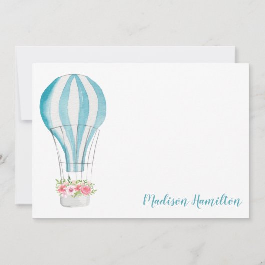水彩風船文具パーソナライズされた具 ノートカード (正面)
