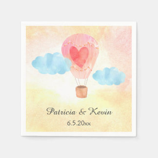 水彩風船結婚気球 スタンダードカクテルナプキン