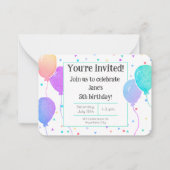 水彩風船誕生日アクアパーティー招待状 ノートカード (正面)