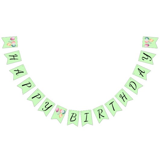 水彩風船誕生日パーティー バンティングフラッグ (全)