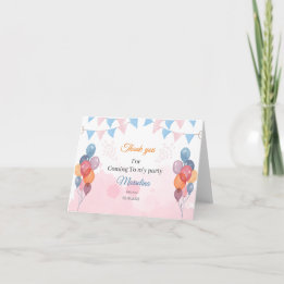 水彩風船誕生日折りサンキューカード サンキューカード