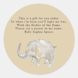 水彩風船象 – 祈りの言葉キャンドルラベル ラウンドシール