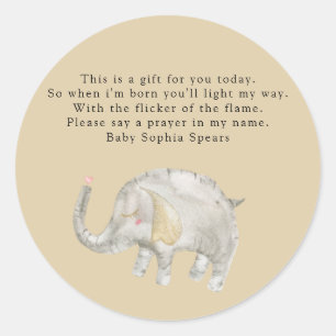 水彩風船象 – 祈りの言葉キャンドルラベル ラウンドシール