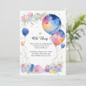 水彩風船赤ちゃんシャワー招待状 招待状 (スタンド正面)