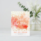 水彩飛沫珊瑚礁ウェディング Save the Date 案内ポストカード (スタンド正面)