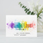 水彩飛沫誕生日招待状 招待状 (スタンド正面)