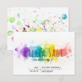 水彩飛沫誕生日招待状 招待状 (正面/裏面)