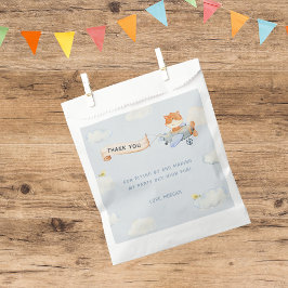 水彩飛行機かわいいキツネ誕生日パーティー フェイバーバッグ