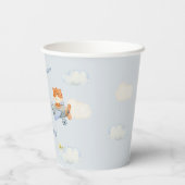 水彩飛行機かわいいキツネ誕生日パーティー 紙コップ (裏面)