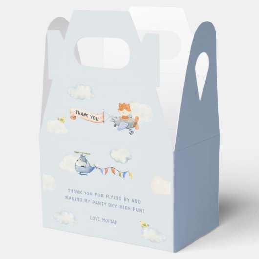 水彩飛行機かわいい動物誕生日 フェイバーボックス (オープン)