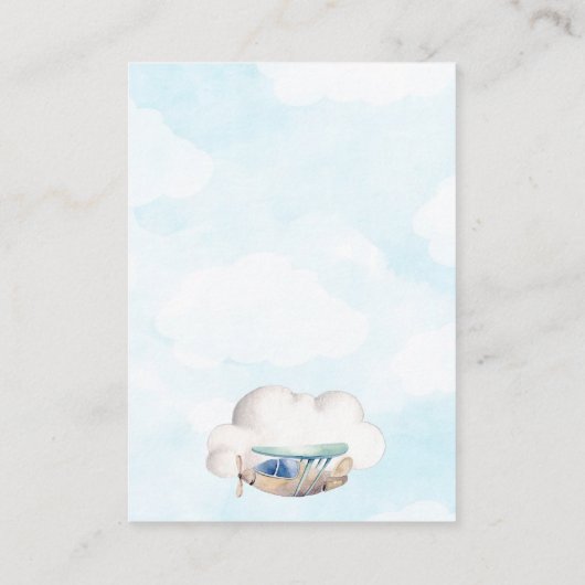 水彩飛行機が赤ちゃんシャワー用の本を持ってくる エンクロージャーカード (裏面)