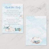 水彩飛行機が赤ちゃんシャワー用の本を持ってくる エンクロージャーカード (正面/裏面)