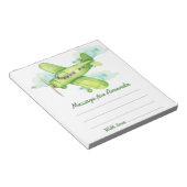 水彩飛行機の誕生日タイムカプセルメッセージ ノートパッド (アングル)