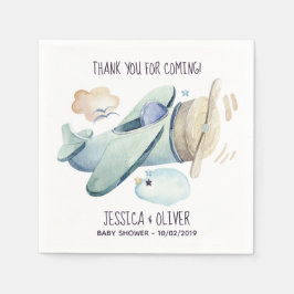 水彩飛行機パーティー（青） スタンダードカクテルナプキン