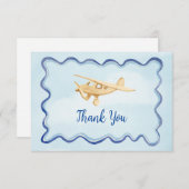 水彩飛行機ベビーサンキューカード サンキューカード (正面/裏面)