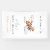 水彩飛行機ベビーシャワーウェルカムバナー 横断幕 (横)