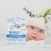 水彩飛行機ボーイ誕生のお知らせ 案内状 (スタンド正面)