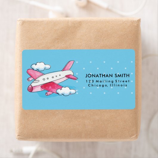 水彩飛行機旅行 ラベル (インサイチュ)