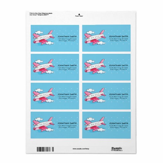 水彩飛行機旅行 ラベル (フルシート)