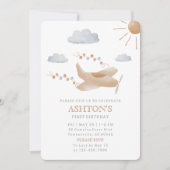 水彩飛行機1st誕生日招待状 招待状 (正面)