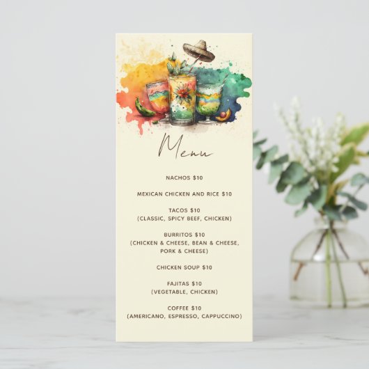 水彩飲料フィエスタメキシコパーティーカフェ メニュー (スタンド正面)