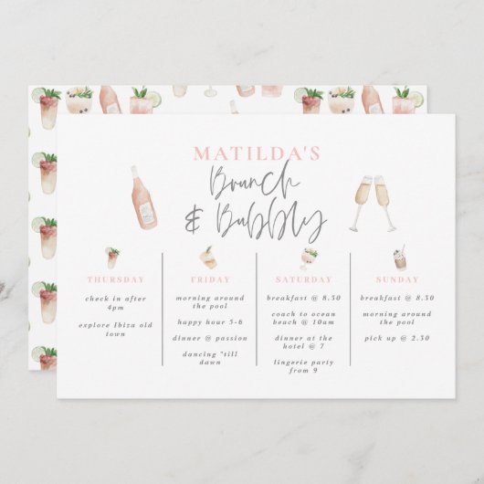 水彩飲料ブランチと泡立つバチェロレッテ (正面/裏面)