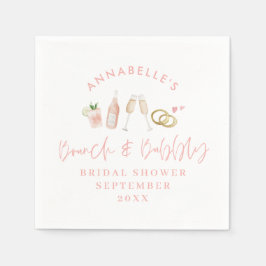 水彩飲料ブランチと泡立つブライダルシャワー スタンダードカクテルナプキン
