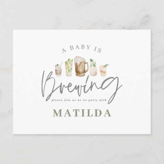 水彩飲料色彩の鮮やか赤ちゃんシャワーパーティー インビテーションポストカード (正面)