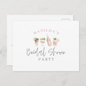 水彩飲絵を描料ブライダルシャワーパーティー インビテーションポストカード (正面/裏面)