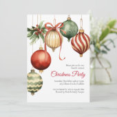 水彩飾り ホリデー クリスマス パーティー 招待状 (スタンド正面)