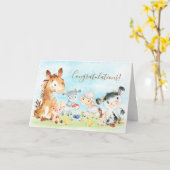 水彩養殖動物 カード (黄色い花)