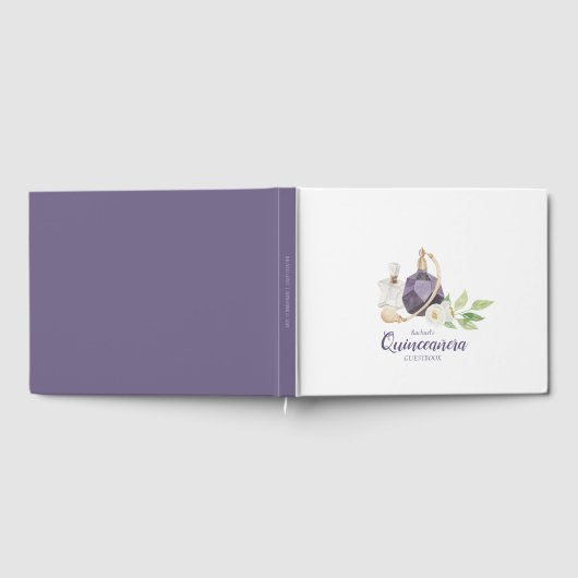 水彩香水ボトルキンセアニェラ誕生日 ゲストブック (全面)