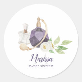 水彩香水ボトルキンセアニェラ誕生日 ラウンドシール