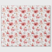 水彩香水ボトルピンククリスマス ラッピングペーパー (フラット)