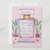 水彩香水ボトルフローラブライダルシャワー 招待状 (正面)