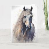 水彩馬あいさつパーソナライズされたきカーウマ科のド カード (正面)