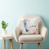 水彩馬とバラ装飾用クッション クッション (椅子)