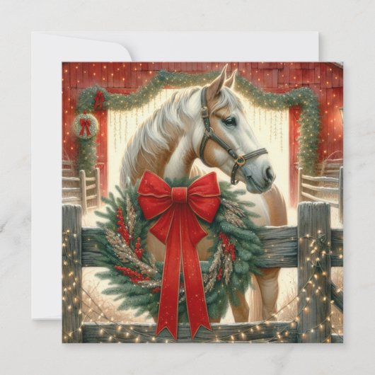 水彩馬とフェスティバルファームクリスマス シーズンカード (正面)